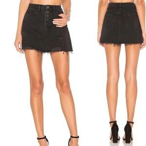 Free people black denim mini skirt